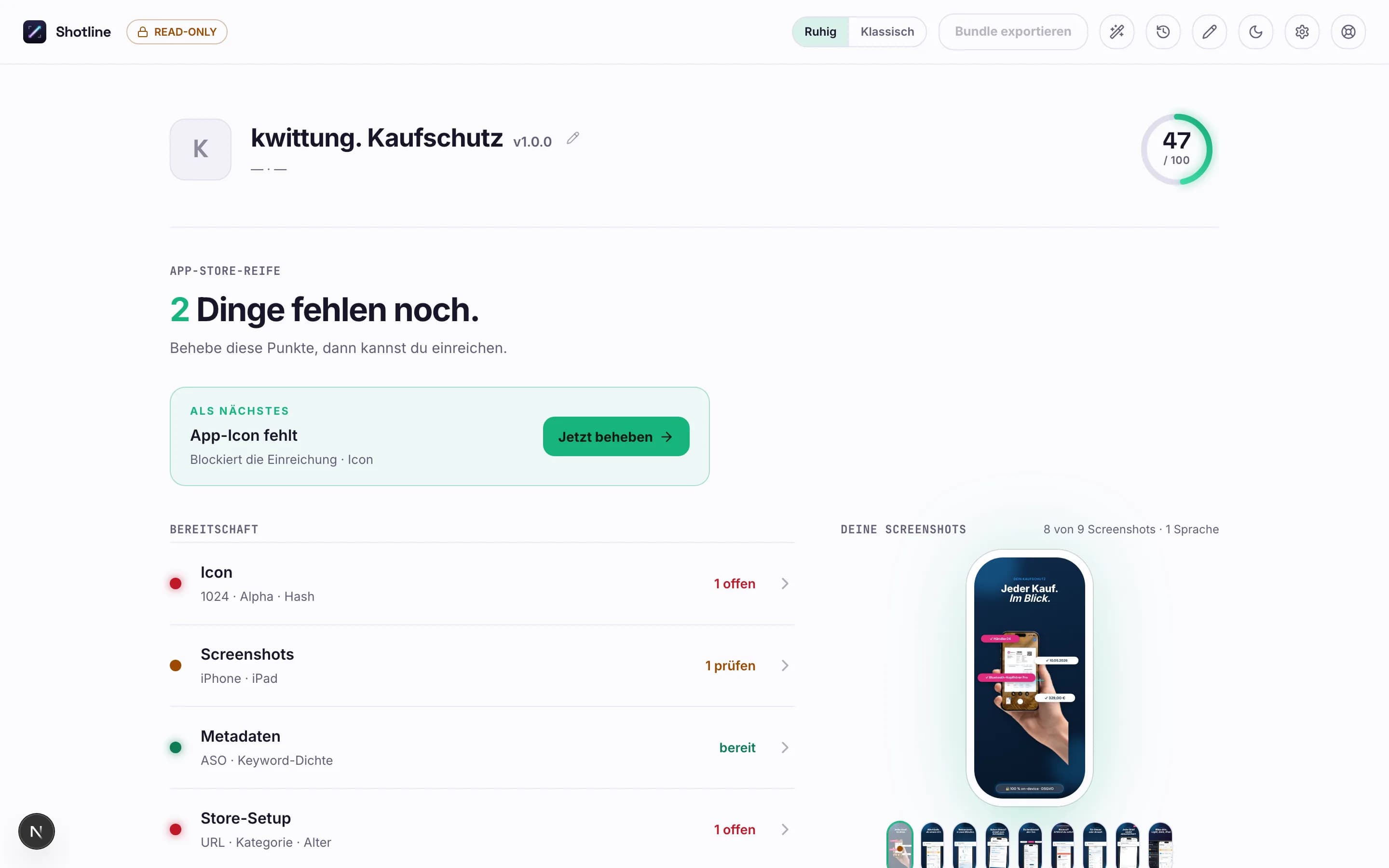Preflight und Übergabe